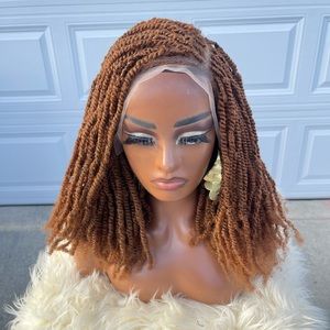 Kinky twist woman braided wig with adjustable band color 30.